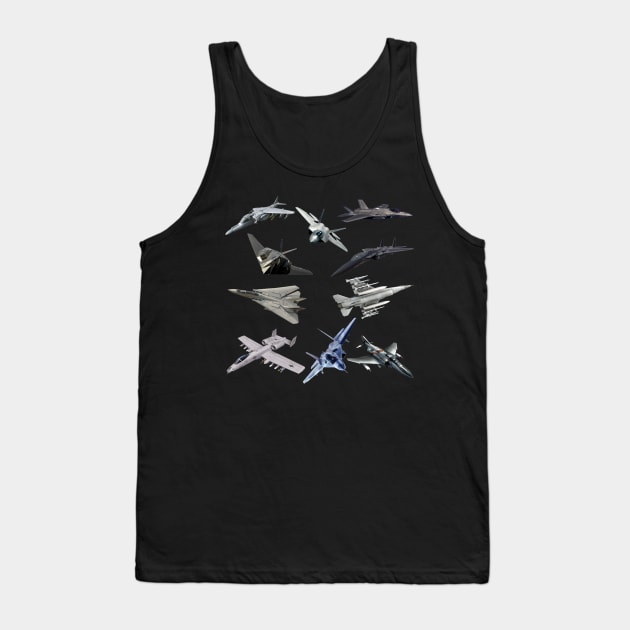 F22 Raptor F18 Hornet F14 Tomcat F15 Eagles US Fighter Jets Tank Top by F&L Design Co.